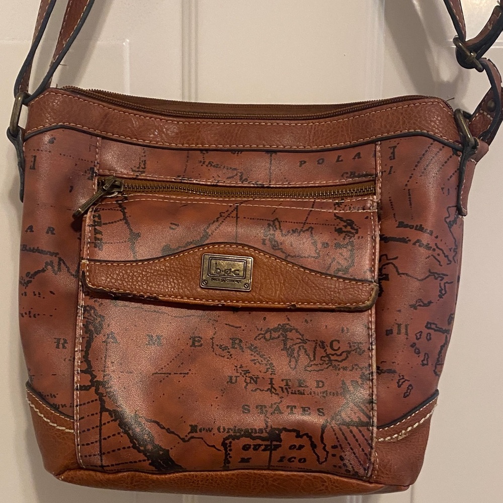 BOC Tan Map Design Messenger Bag